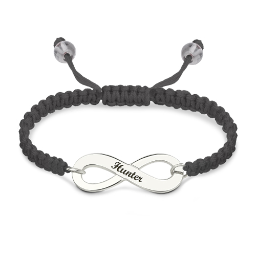 Infinity Symbol Cord Bracelet Sterling Silver