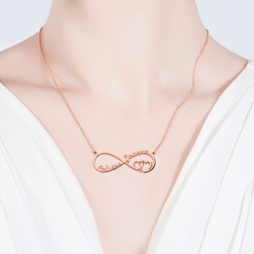 Infinity Heart In Heart Necklace In Rose Gold