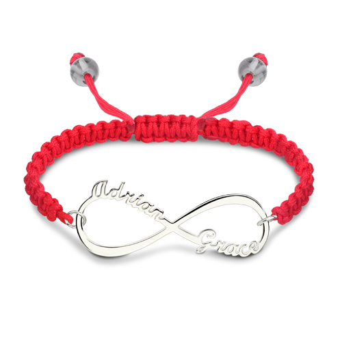 Personalized Infinity Two Names Cord Bracelet