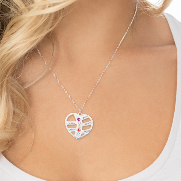 Moms Necklace With Kids Names & Birthstones