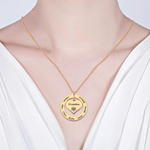 Mother/Grandma Heart Necklace