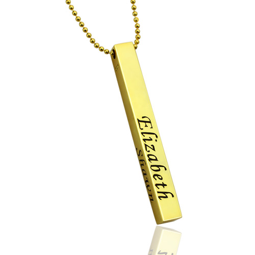 Bar Necklace Engraved Pendant