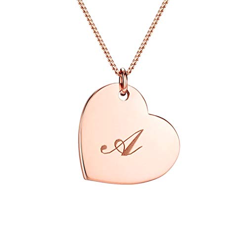 Classic Initial Heart Necklace Rose Gold