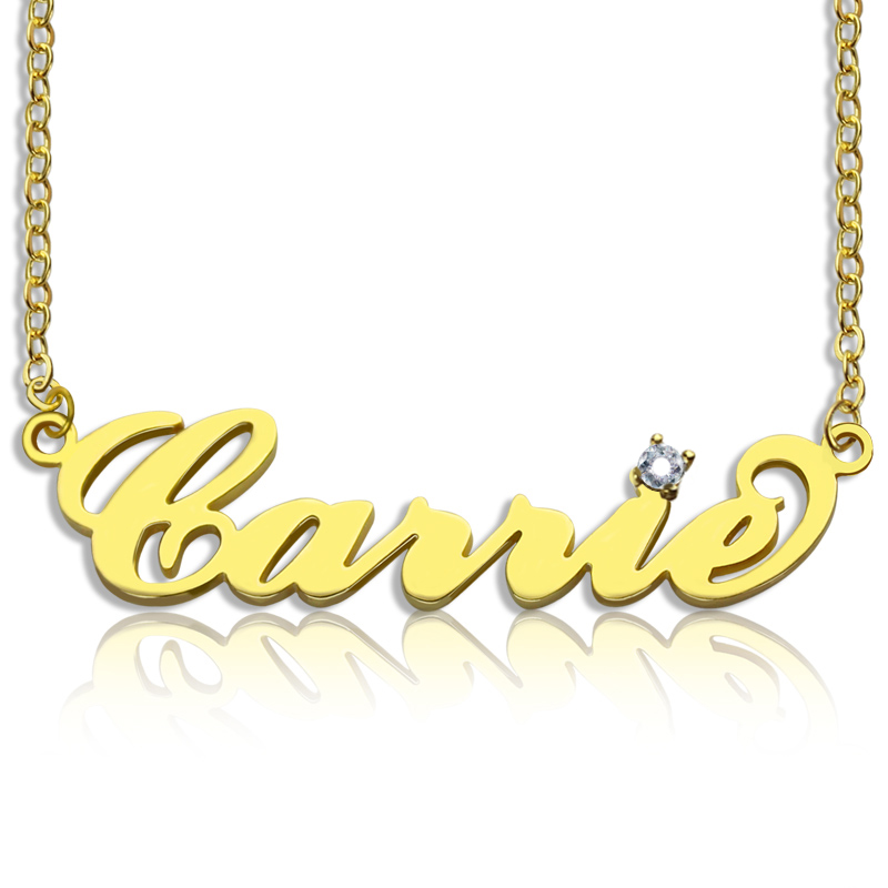 Carrie Necklace with Birthstone - 18K Gold Plated