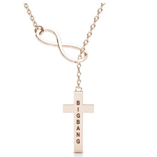 Cross Engraved Bar Necklace 18k Gold Plated