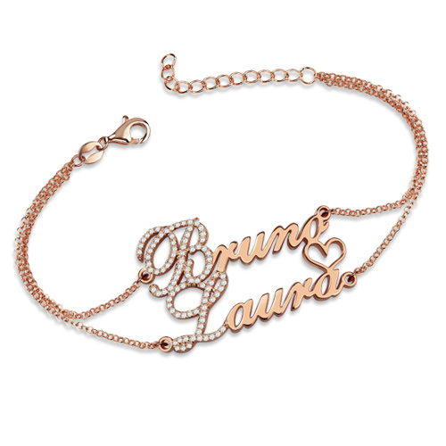 Two Names Double Chain Bracelet