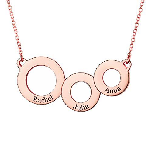 Engraved Circles Necklace In Rose Gold