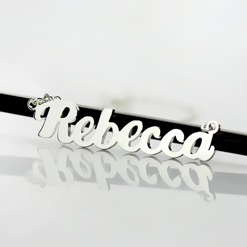 Sterling Silver Puff Font Necklace