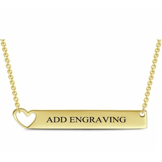 Engraved Name Bar Necklace Gold Plated