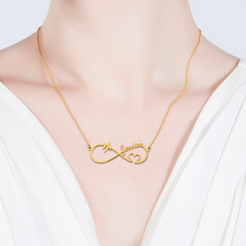 Infinity Heartbeat Necklace Gold Plated Silver