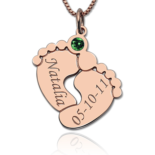 Engraved Baby Feet Necklace
