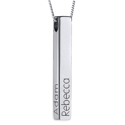 bar13D Engraved Bar Necklace in Silver