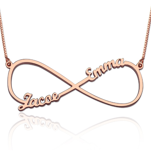 Infinity Necklace Two Names - Rose Gold