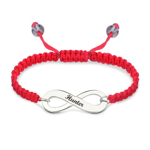 Infinity Symbol Cord Bracelet Sterling Silver