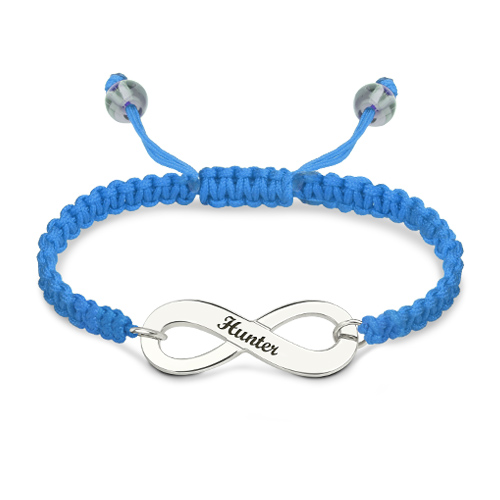 Infinity Symbol Cord Bracelet Sterling Silver