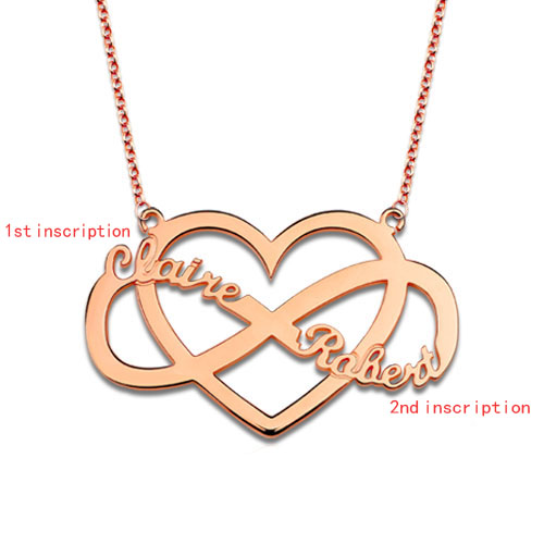 Infinity and Heart Name Necklace In Rose Gold