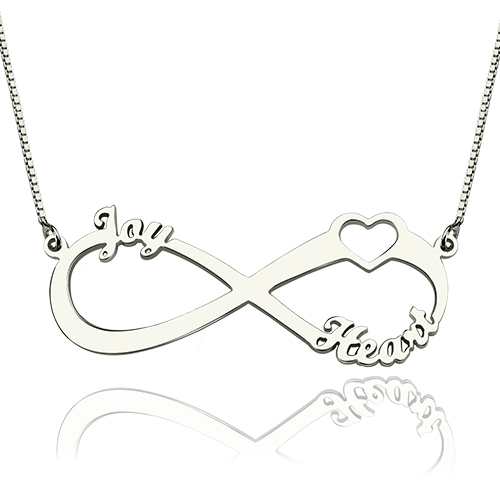 Heart Infinity Necklace 3 Names Sterling Silver