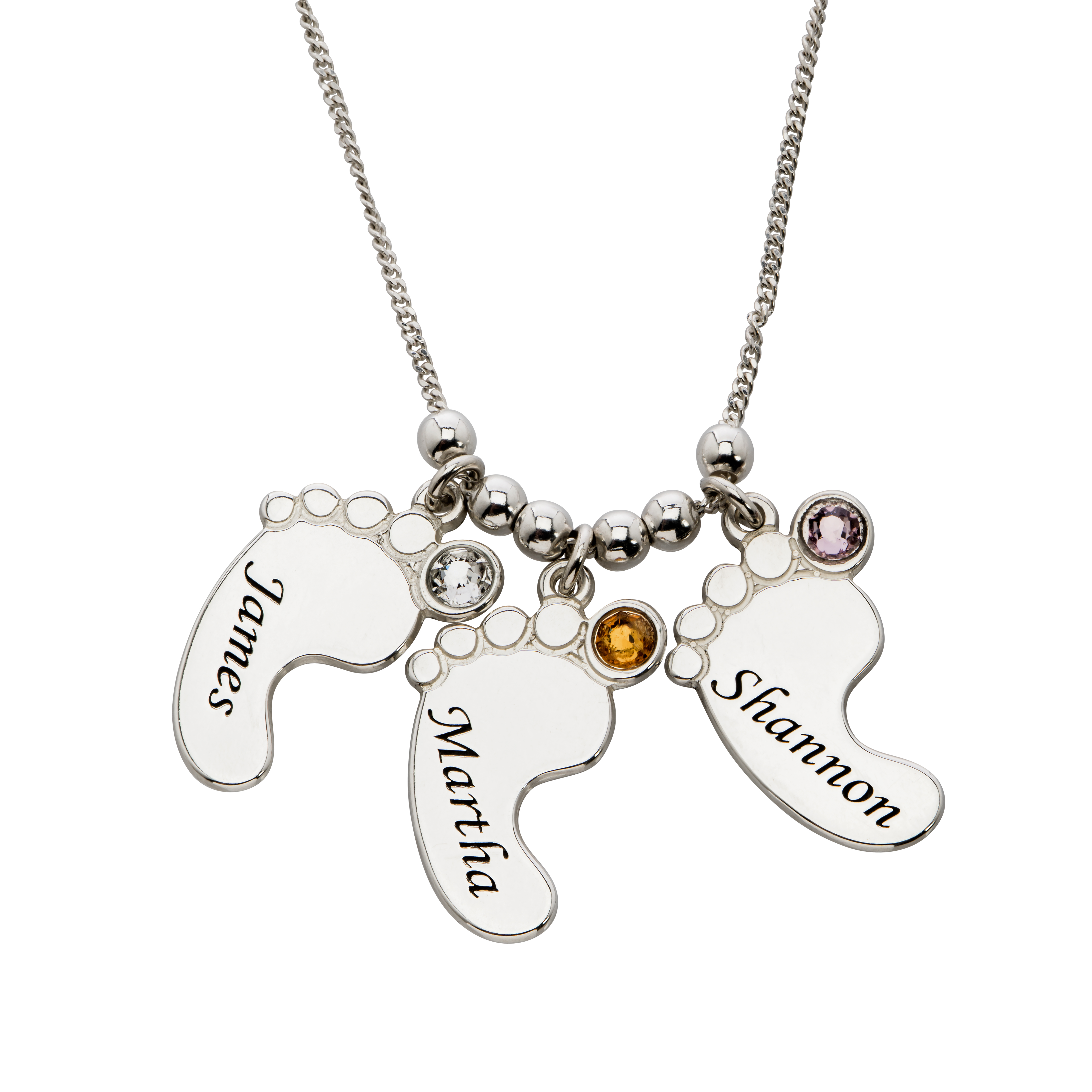 Personalized Mothers Necklace Baby Feet Charm