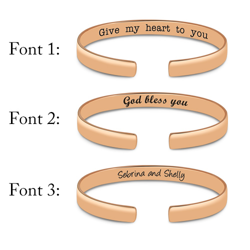 Engraved Bangle With Birthstones In Rose Gold