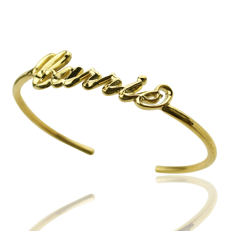 Personalized 18k Gold Plated Name Bangle Bracelet