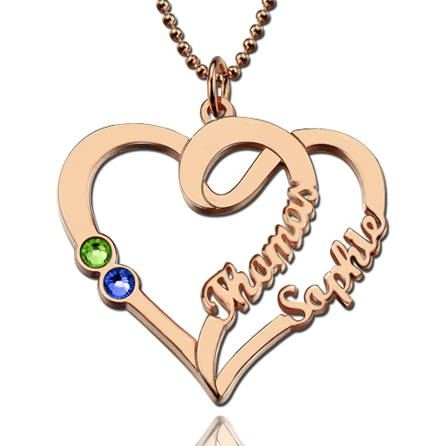 Couple Heart Necklace In Rose Gold