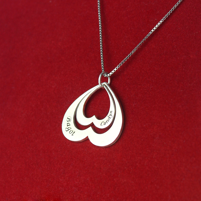 Double Heart Pendant For Her Sterling Silver