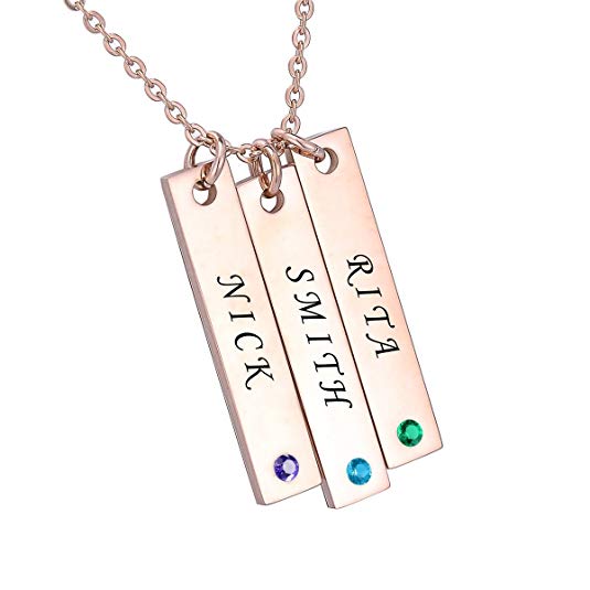 Vertical Rose Gold Plated Bar Necklace with Swarovski