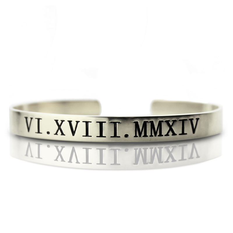 Personalized Mother's Date Bangle Bracelet