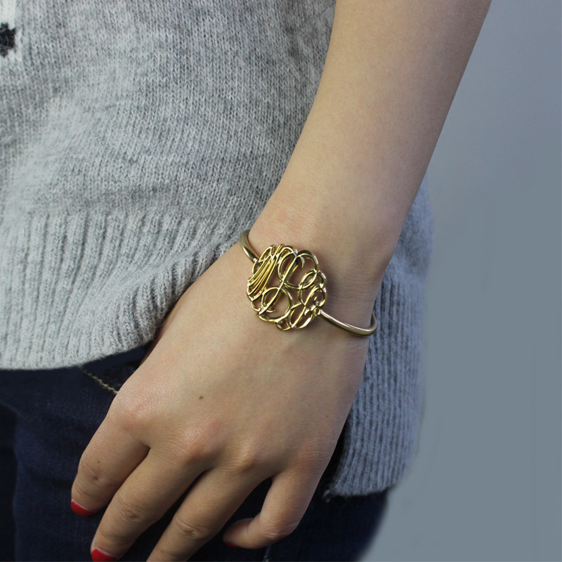 Monogram Bangle Bracelet Hand-paint