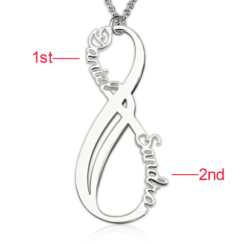 Vertical Infinity Necklace Sterling Silver