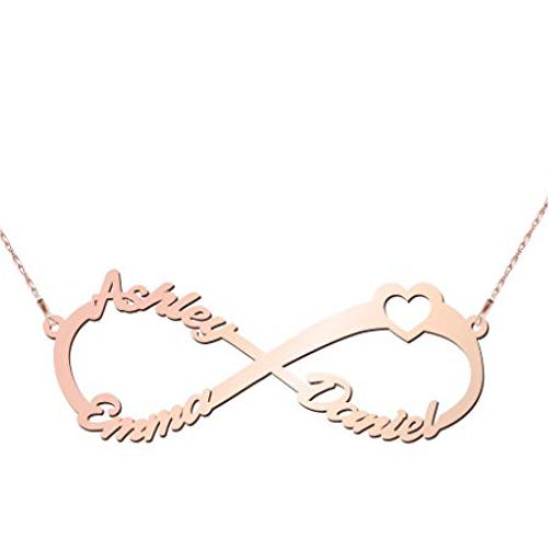 Infinity Necklace 3 Names - Rose Gold Plated