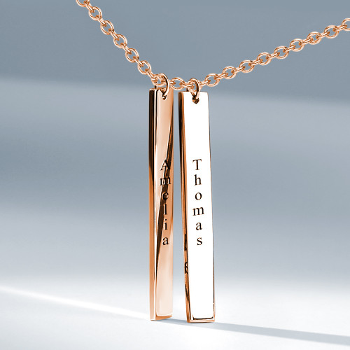 Engraved Bar Necklace Rose Gold Plated