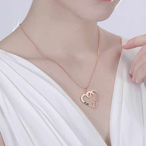 Couple Heart Necklace In Rose Gold