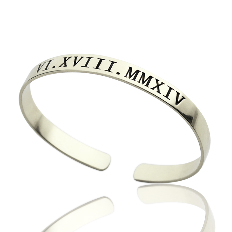 Personalized Mother's Date Bangle Bracelet