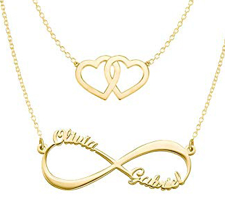 Hearts Infinity Necklaces Set For Her Gold Plated