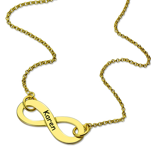 Engraved Infinity Name Necklace - Gold Plated