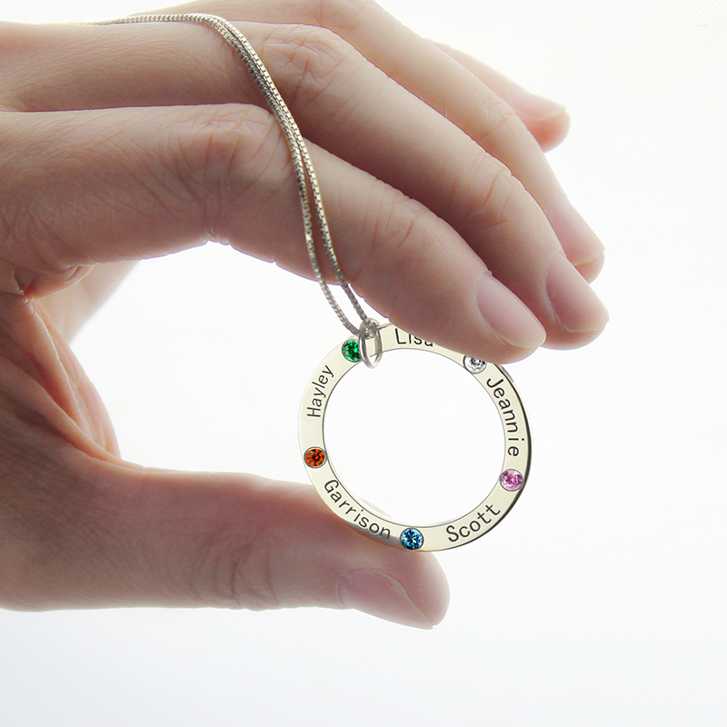 Mothers Family Circle Name Necklace