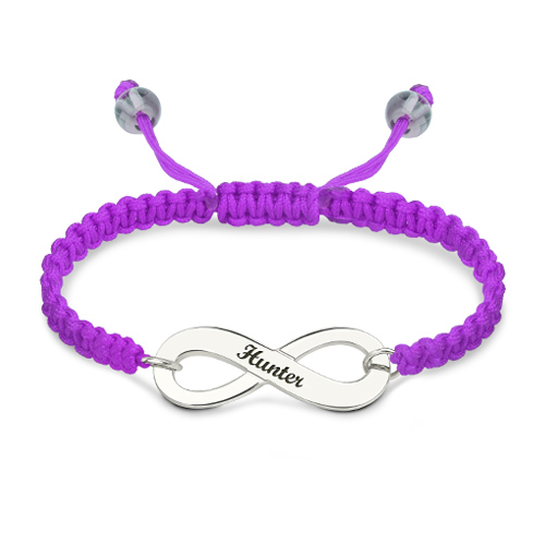 Infinity Symbol Cord Bracelet Sterling Silver