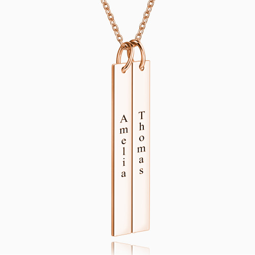 Engraved Bar Necklace Rose Gold Plated