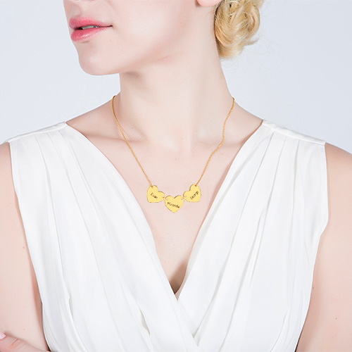 Custom Engraved Heart Necklace Gold Plated