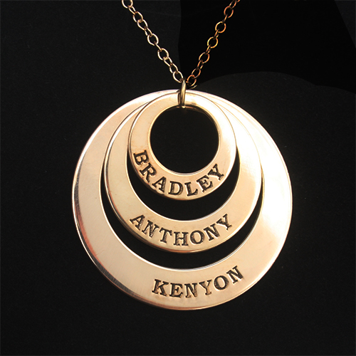 Three Disc Necklace for Mothers 18K Gold Plated