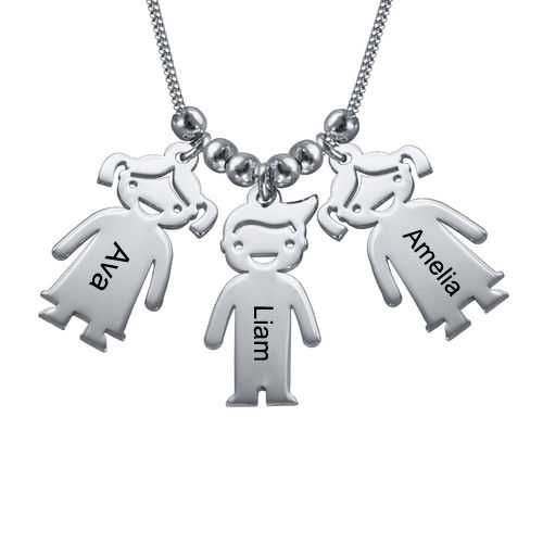 Engraved Kids Charm Necklace Sterling Silver